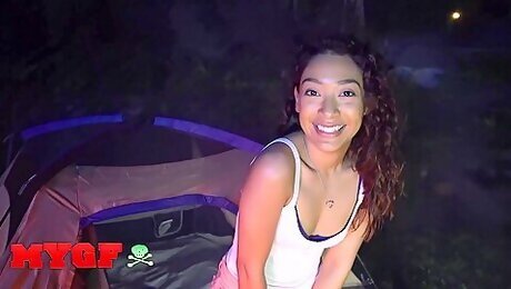 Petite Darling Sarah Lace Wants To Do A Fun Camping Trip In The Wild With Lots Of Fucking