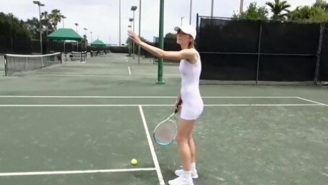 Closeup video of skinny Ella getting fucked after playing tennis