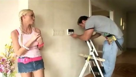 Madison Scott gives herself to the electrician
