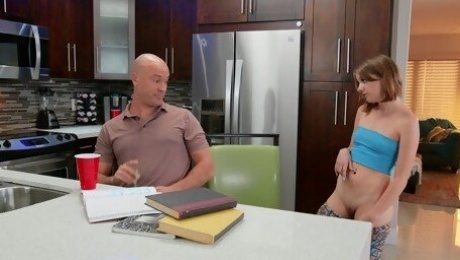 Passionate fucking in the kitchen with Dakota Burns who loves cum
