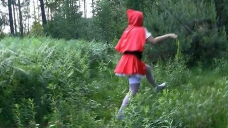 Horn-mad Red Riding Hood has a kinky idea to have sex in the woods