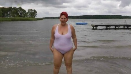 Annadevot - In WHITE SWIMSUIT in the lake